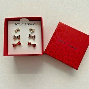 Betsey  Johnson Holiday Set of 3 Earrings Bowties